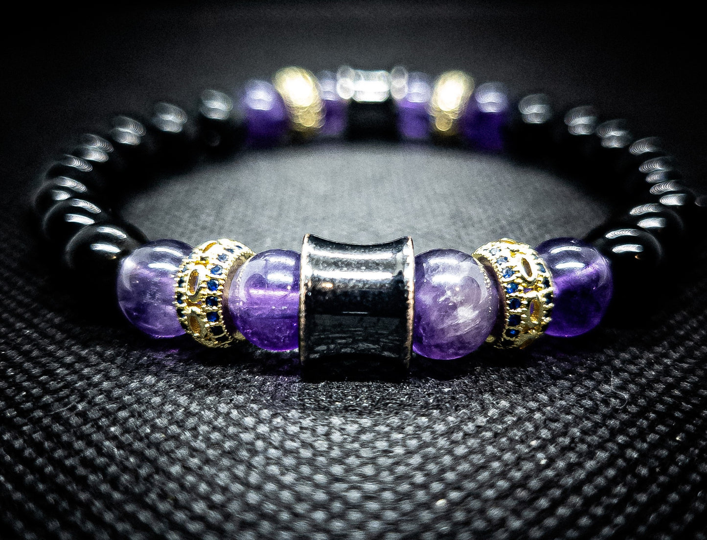 Women's Obsidian/ Quartz Stretch Bracelet