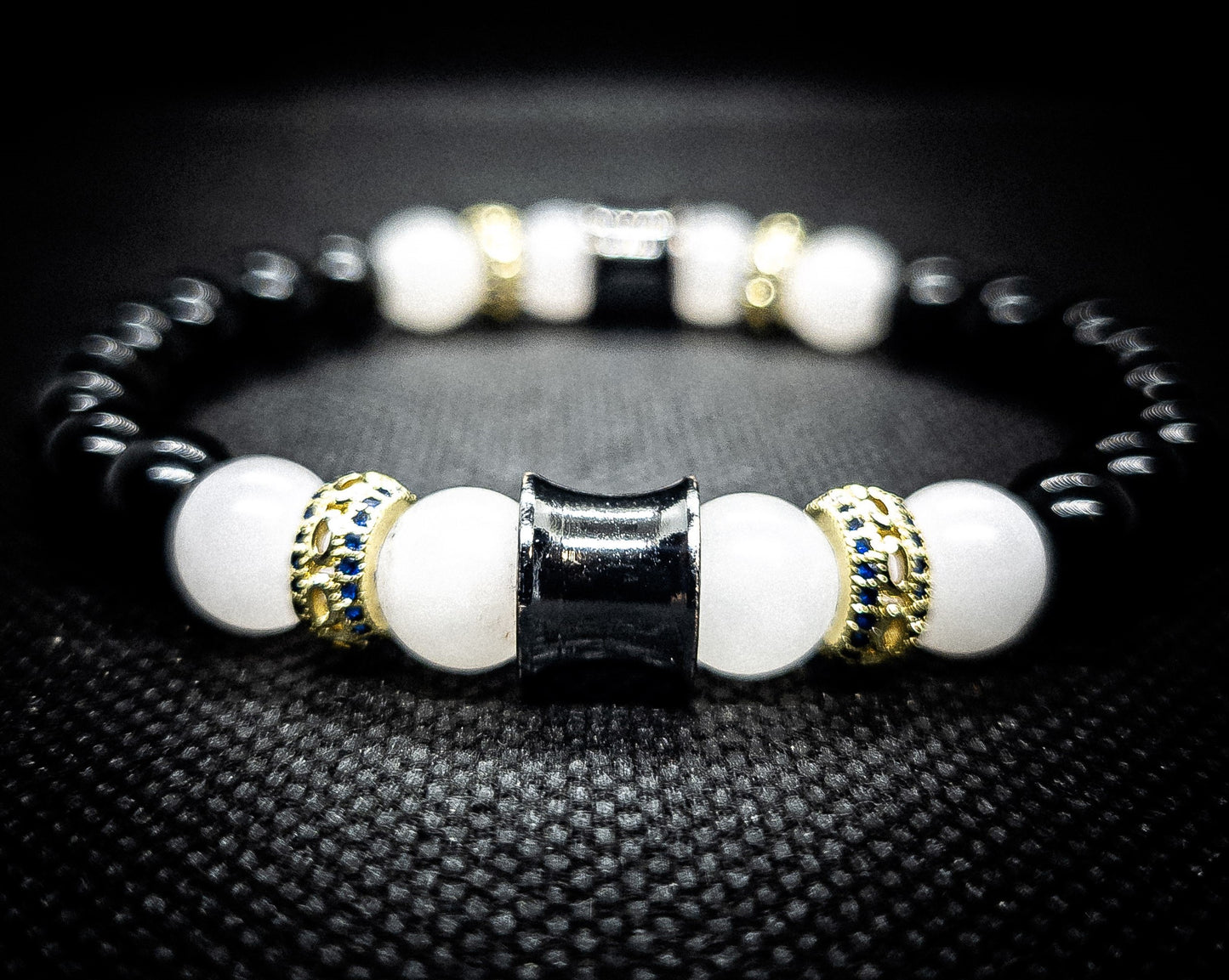 Women's Obsidian/ Quartz Stretch Bracelet