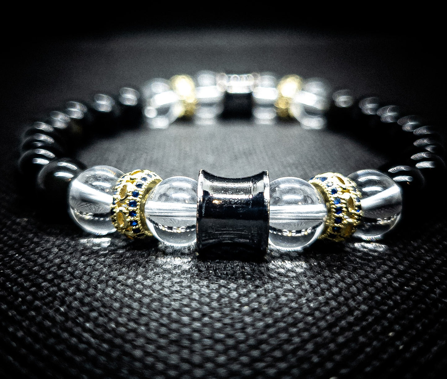 Women's Obsidian/ Quartz Stretch Bracelet