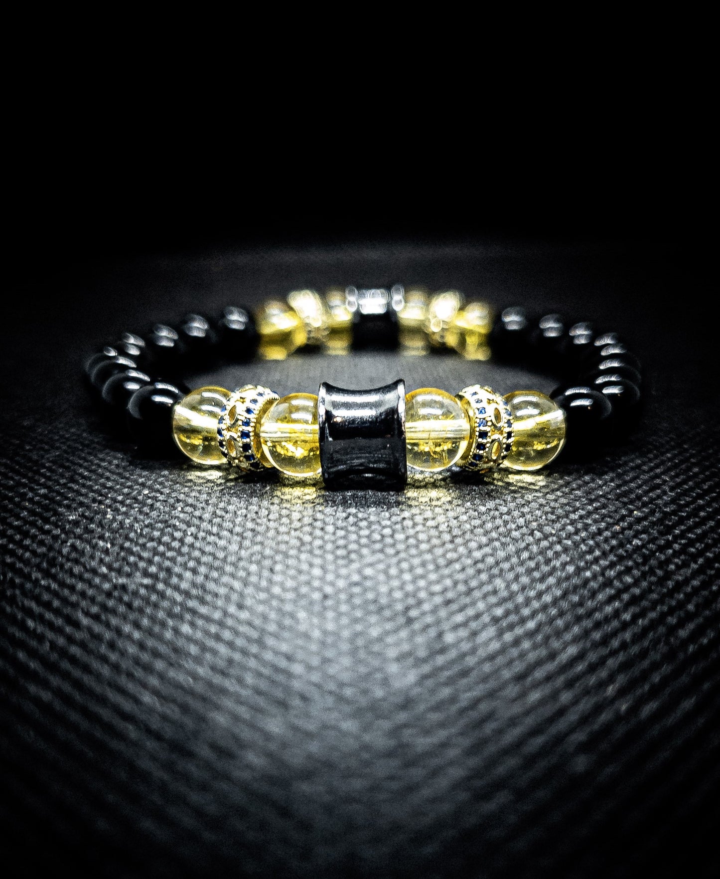 Women's Obsidian/ Quartz Stretch Bracelet