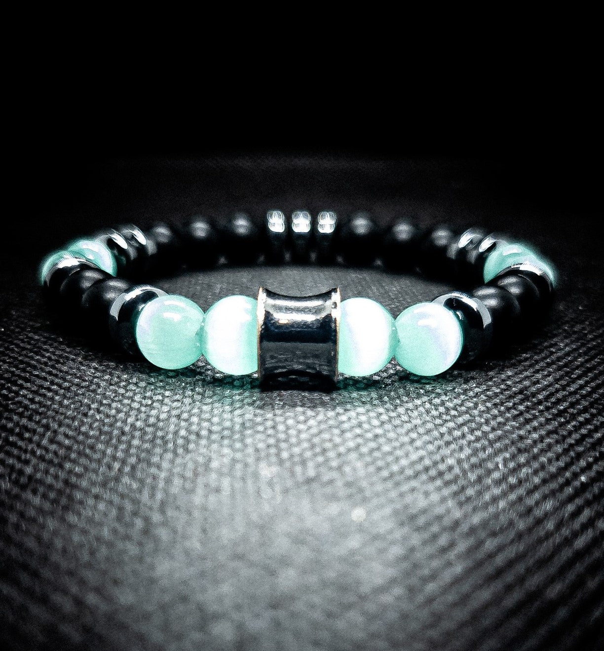 Men's/ Women's Matte Onyx Stretch Bracelet (Cat Eye)