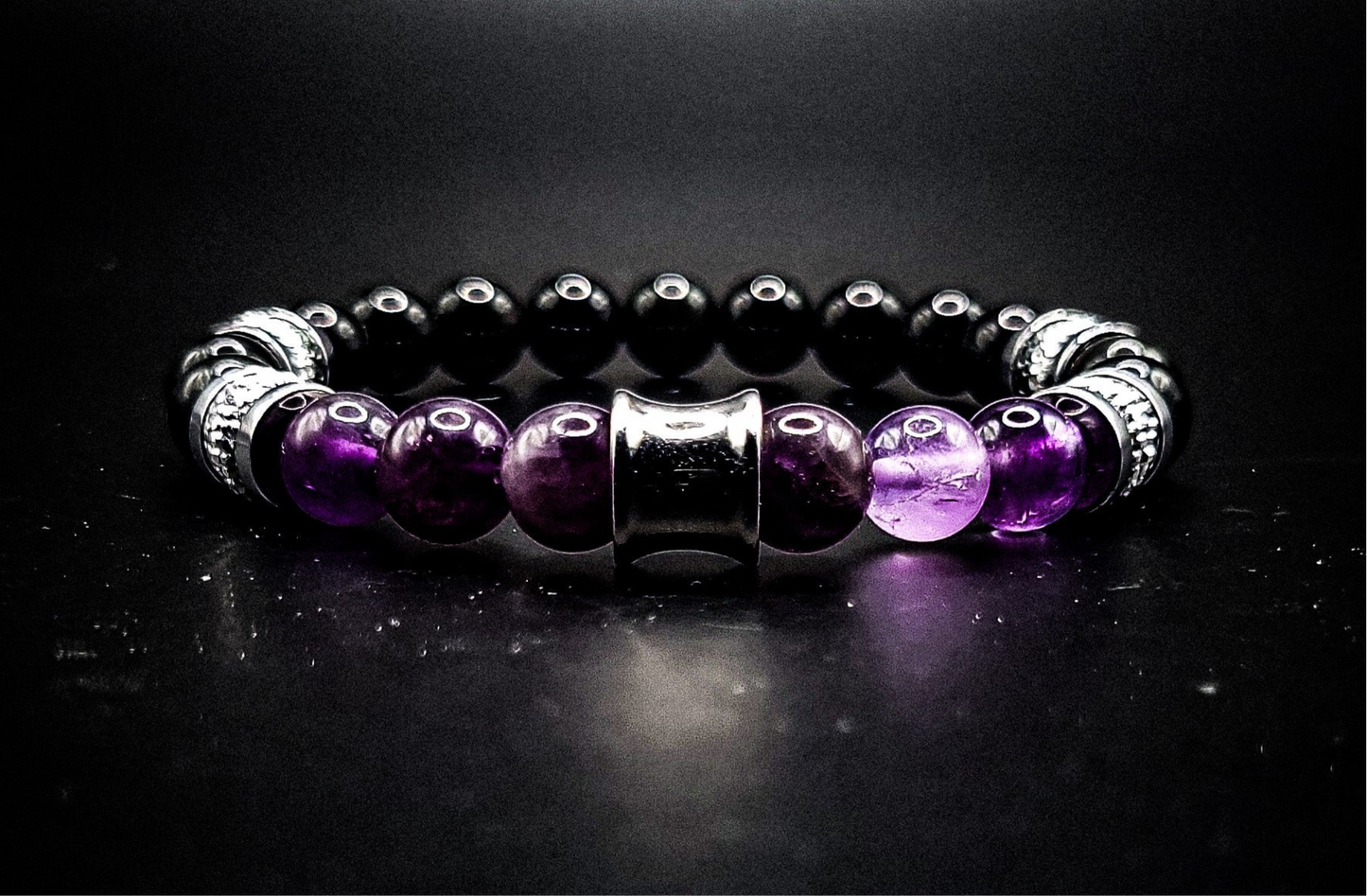 Men's/Women's Black Obsidian Quartz Stretch Bracelet