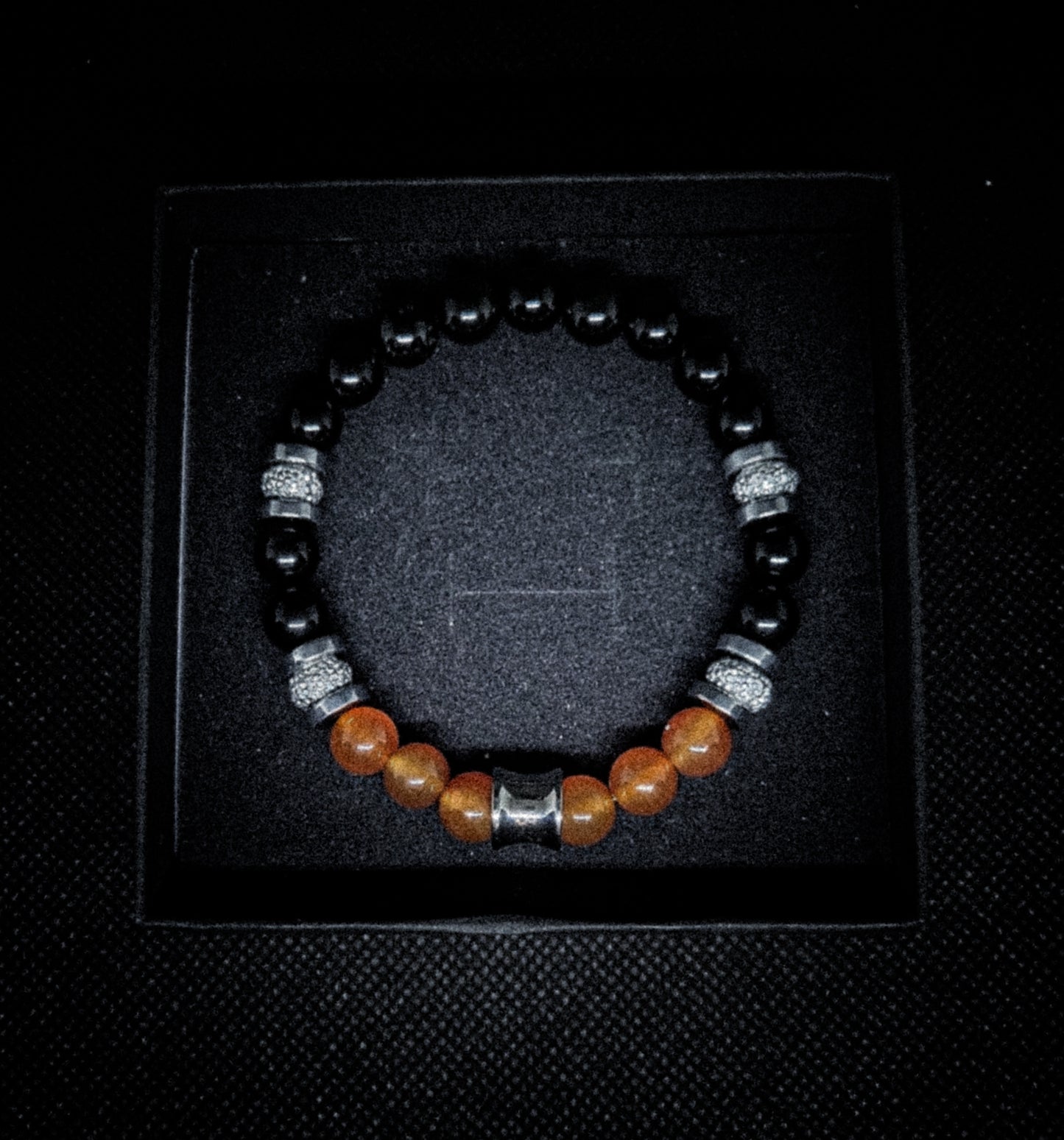 Men's/Women's Black Obsidian Quartz Stretch Bracelet