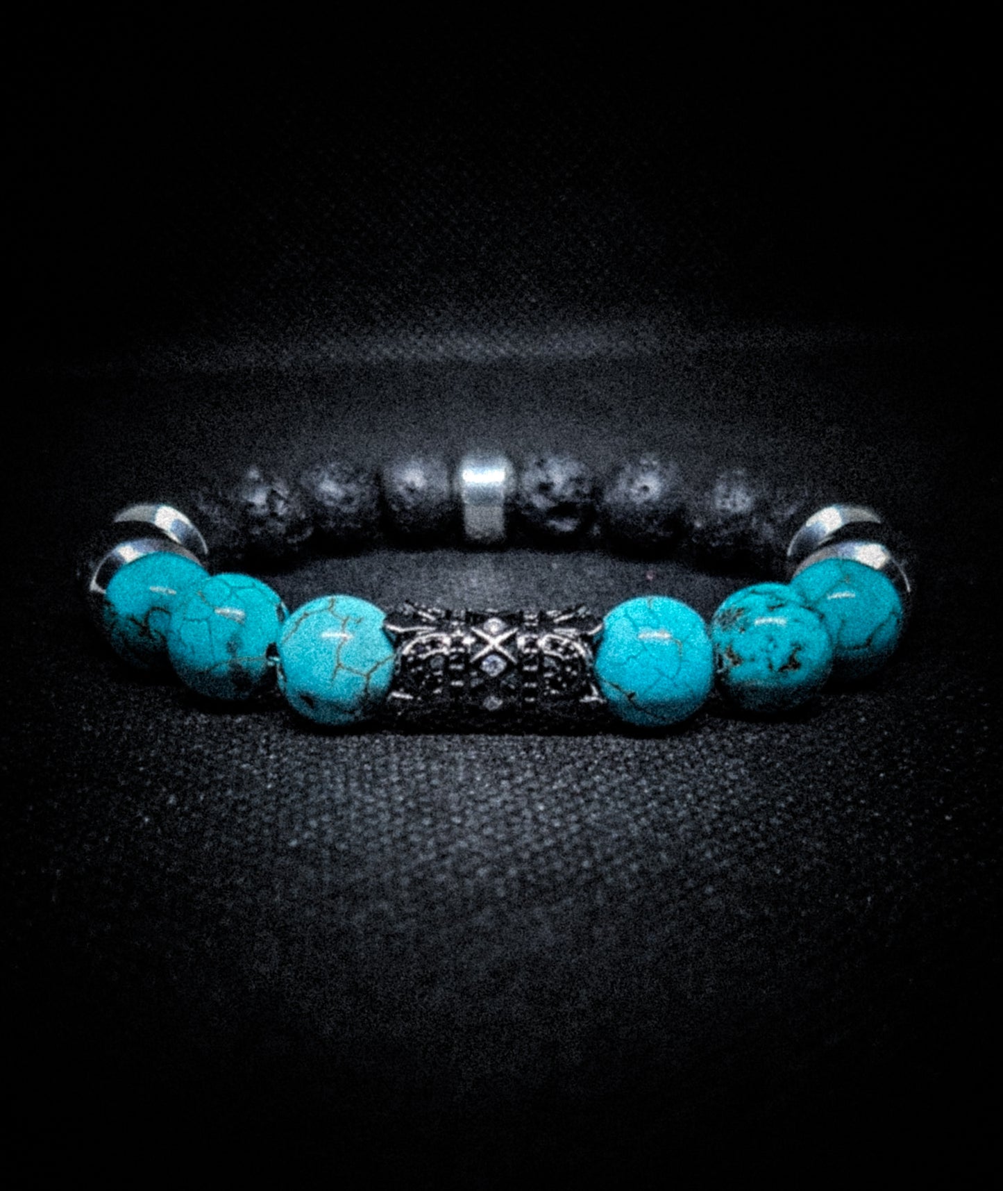 Men's 10mm Turquoise Lava Rock Stretch Bracelet