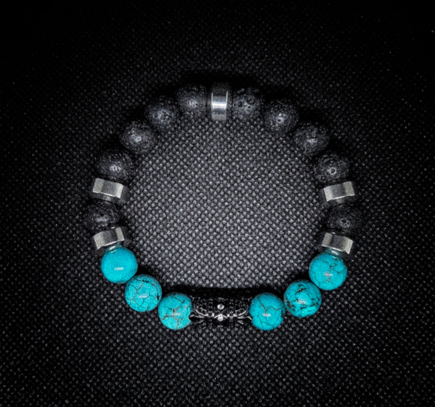 Men's 10mm Turquoise Lava Rock Stretch Bracelet