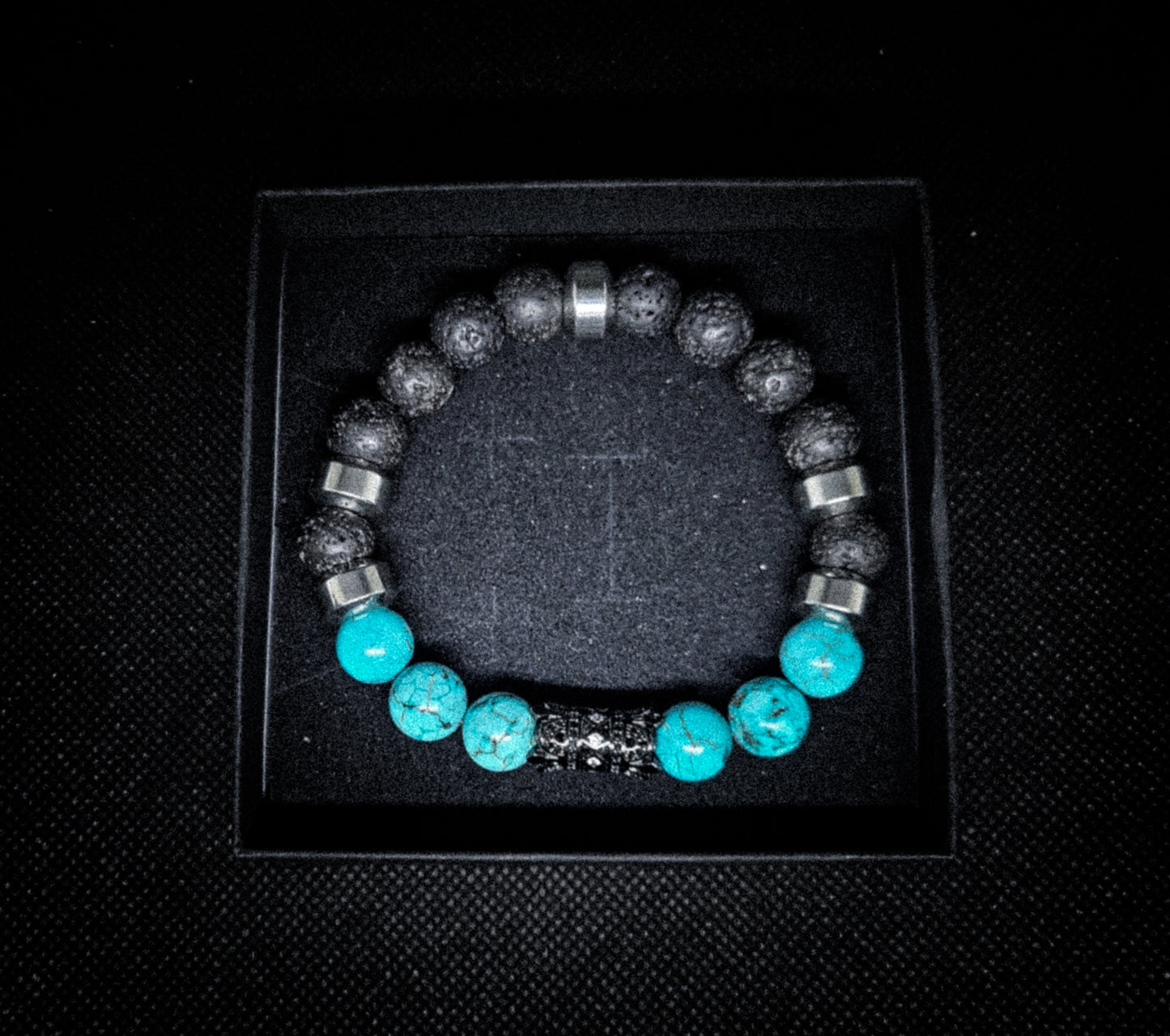 Men's 10mm Turquoise Lava Rock Stretch Bracelet