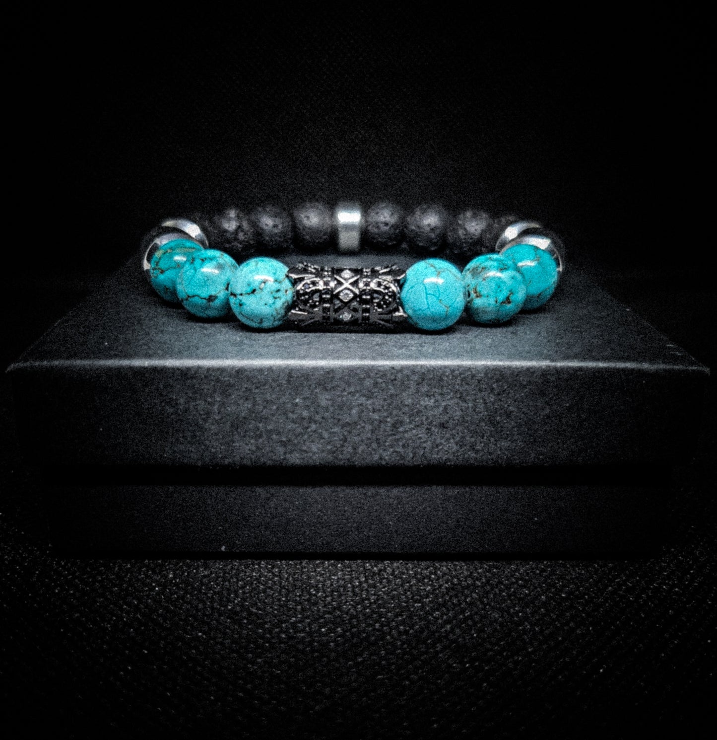 Men's 10mm Turquoise Lava Rock Stretch Bracelet