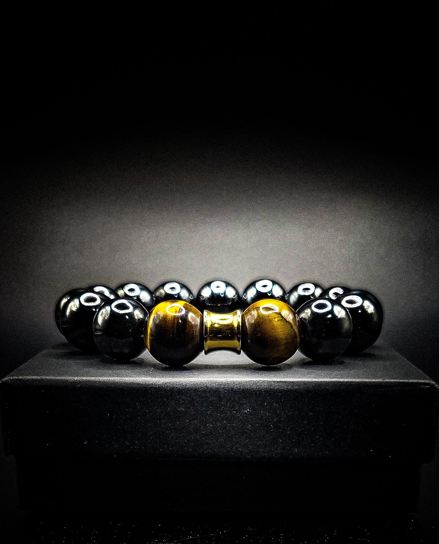 Men's 14mm Hematite/Tiger's Eye Business Bracelet