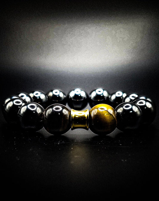 Men's 14mm Hematite/Tiger's Eye Business Bracelet