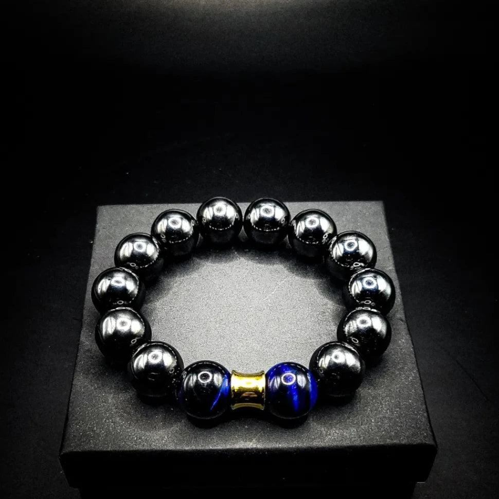 Men's 14mm Hematite/Tiger's Eye Business Bracelet