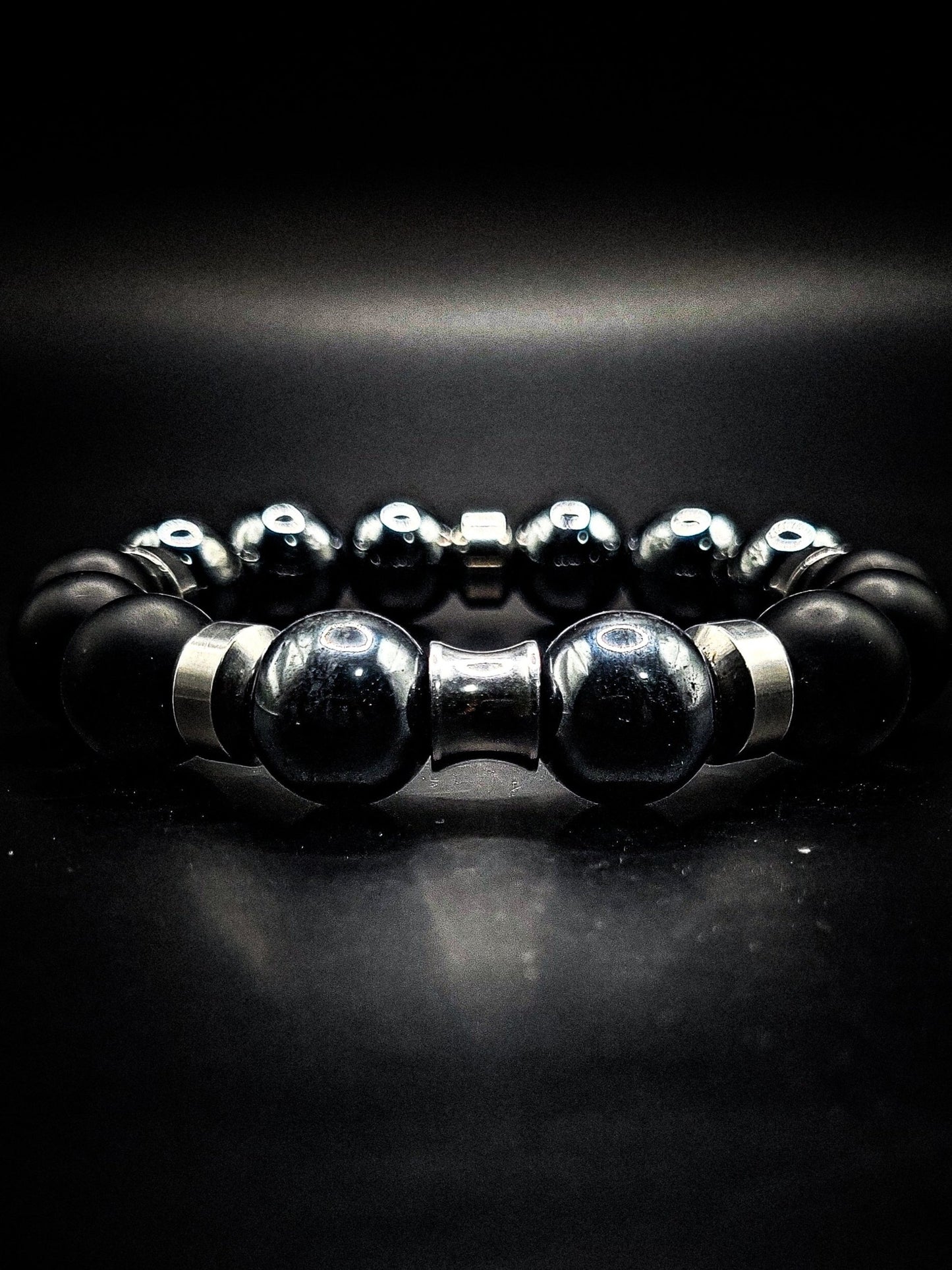 Men's 14mm Silver Hematite Business Bracelet