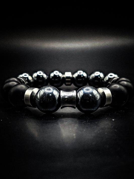 Men's 14mm Silver Hematite Business Bracelet