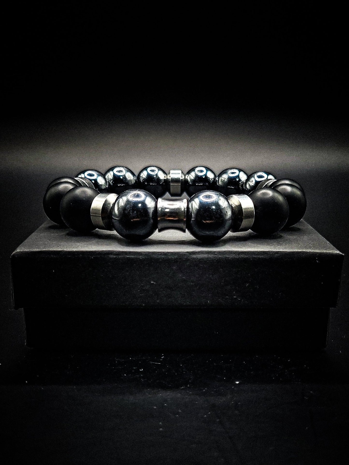 Men's 14mm Silver Hematite Business Bracelet