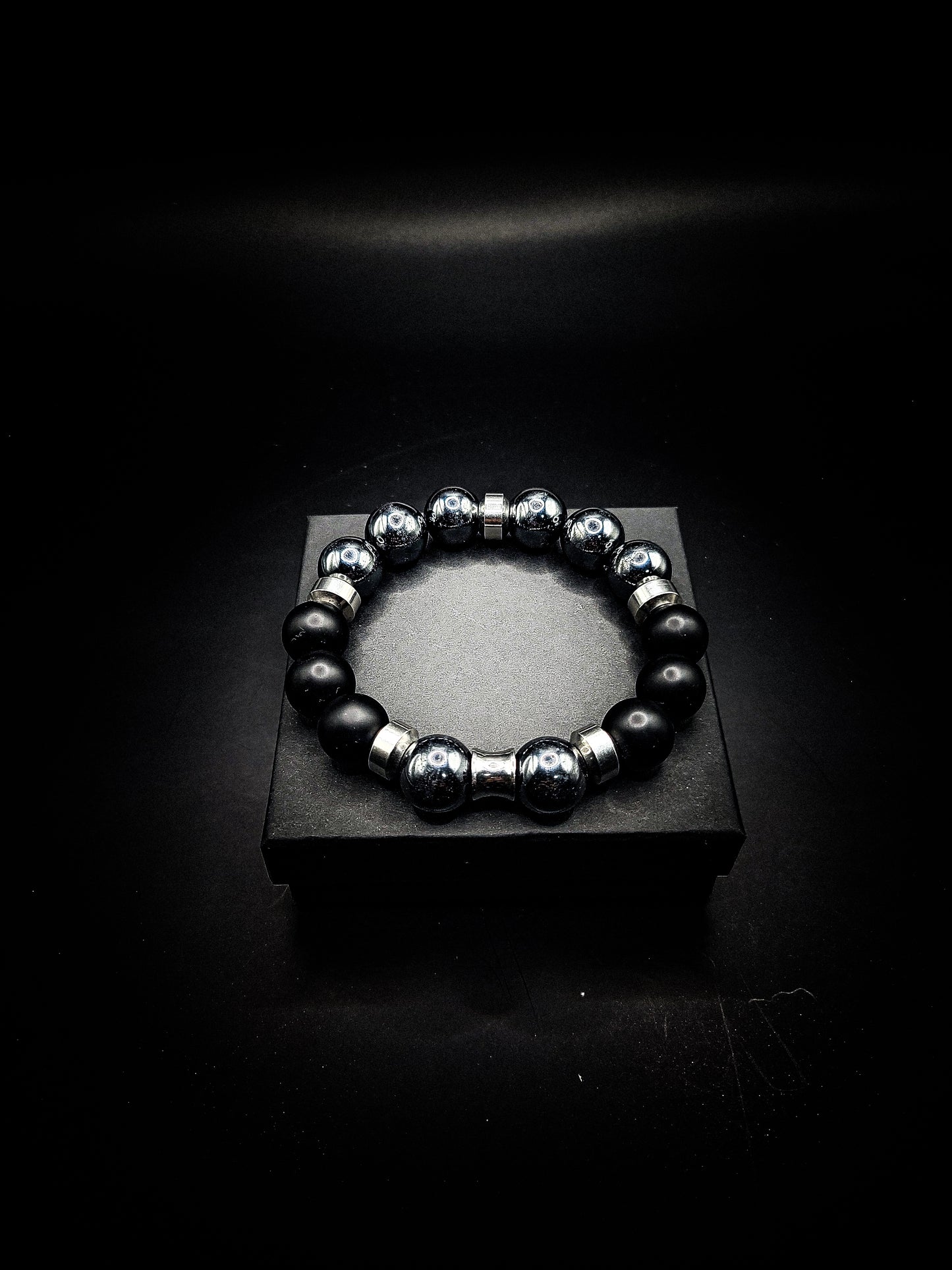 Men's 14mm Silver Hematite Business Bracelet