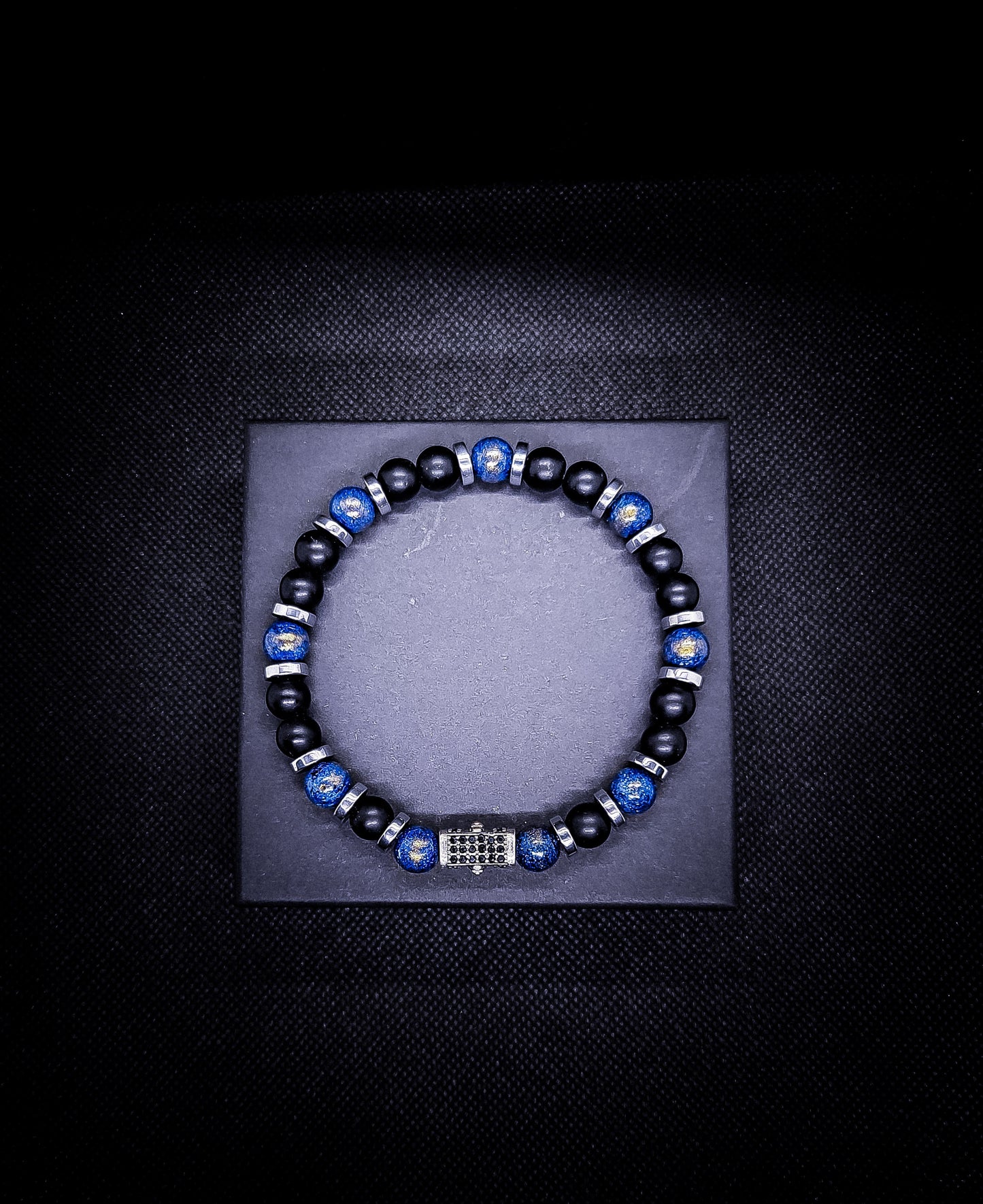 Lupis Lazuli and Matte Onyx Stretch Bracelet