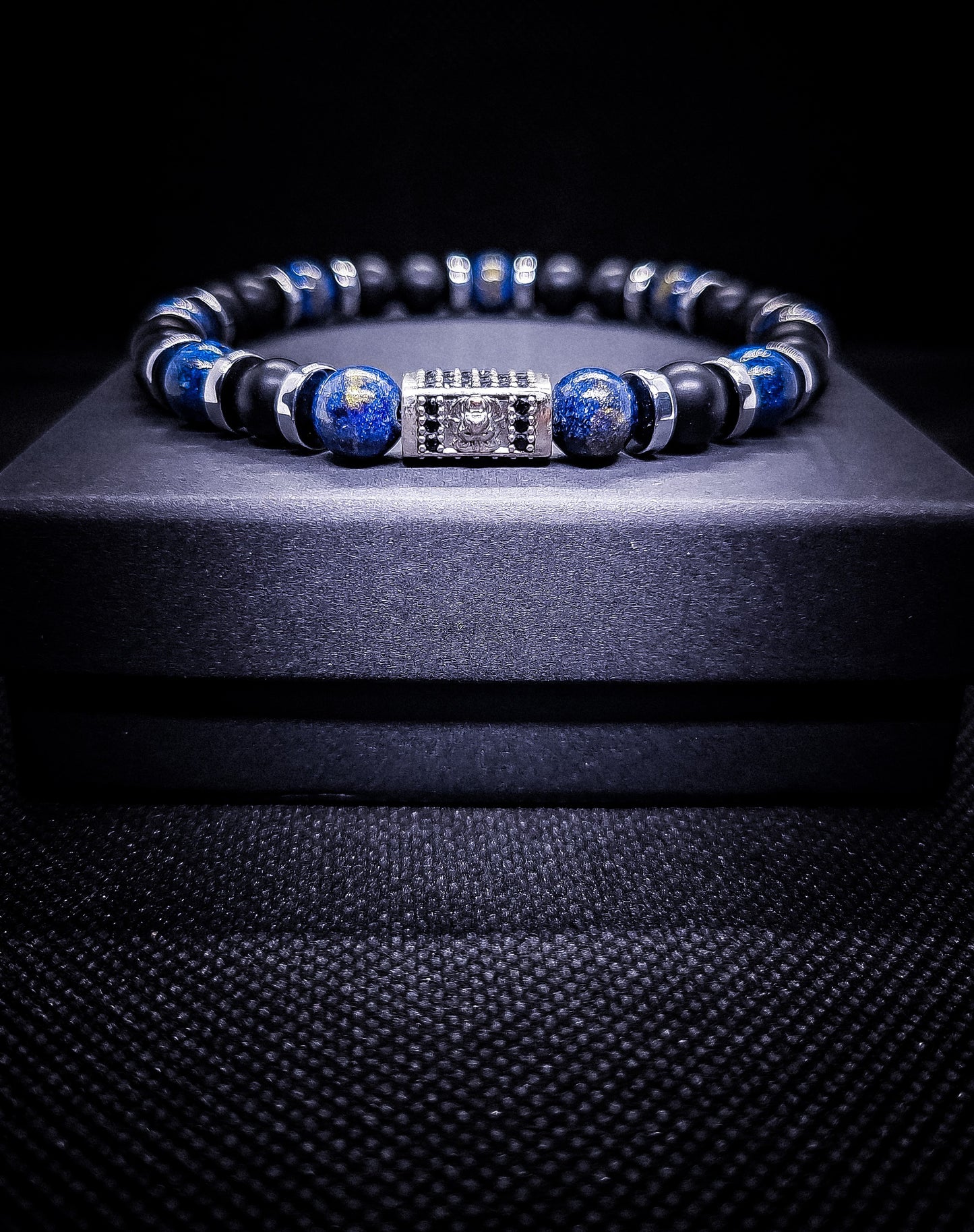 Lupis Lazuli and Matte Onyx Stretch Bracelet