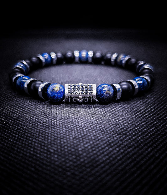 Lupis Lazuli and Matte Onyx Stretch Bracelet