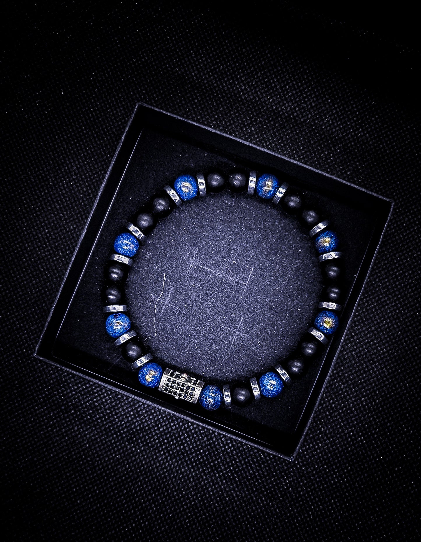 Lupis Lazuli and Matte Onyx Stretch Bracelet