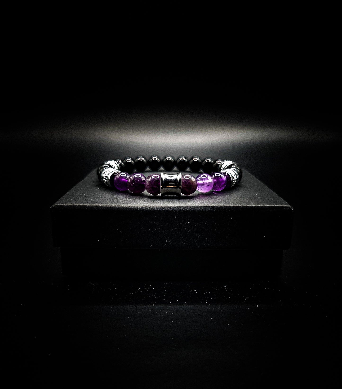 Men's/Women's Black Obsidian Quartz Stretch Bracelet