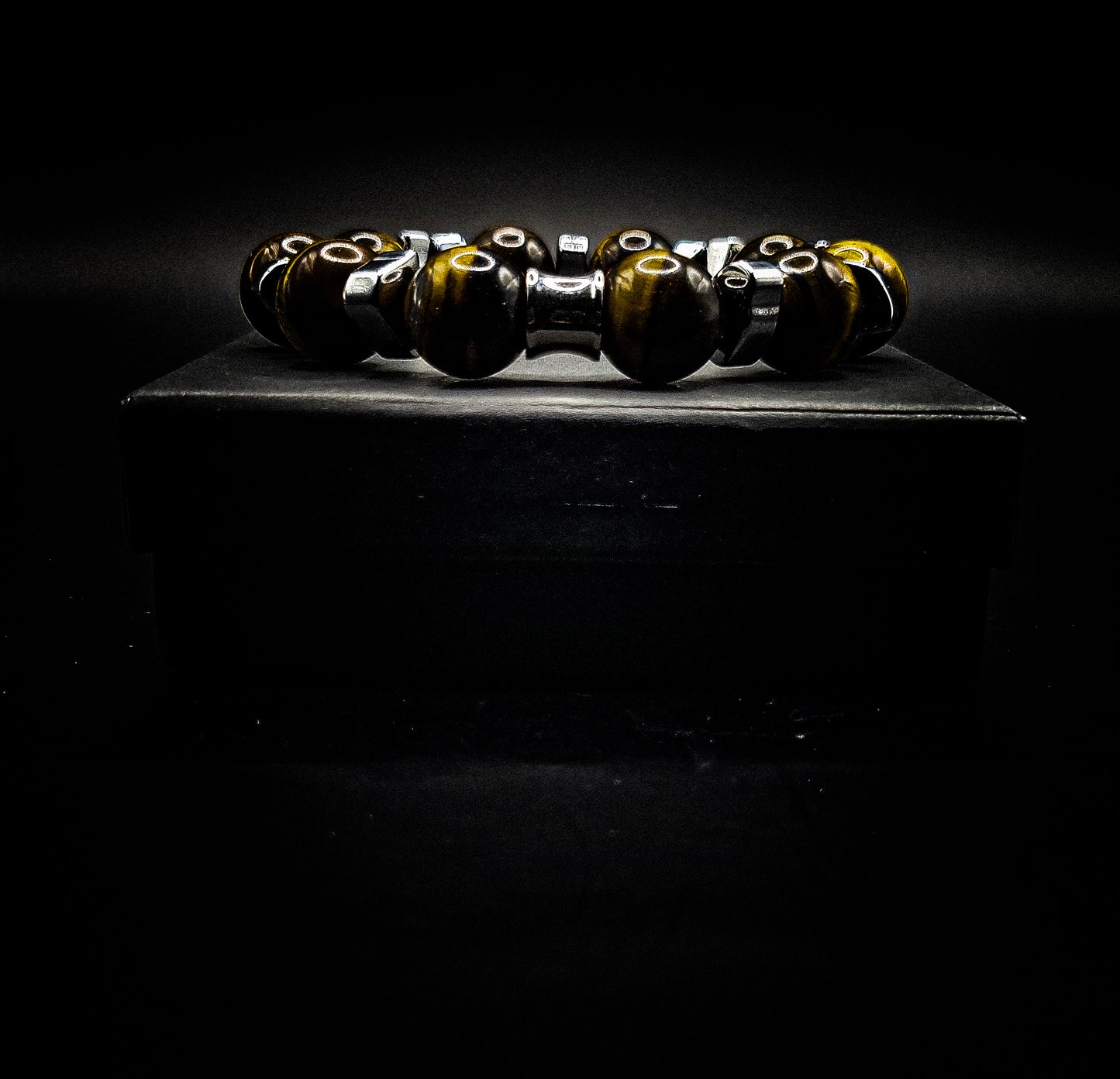 Men's 14mm Hematite Tiger Eye Stretch Business Bracelet